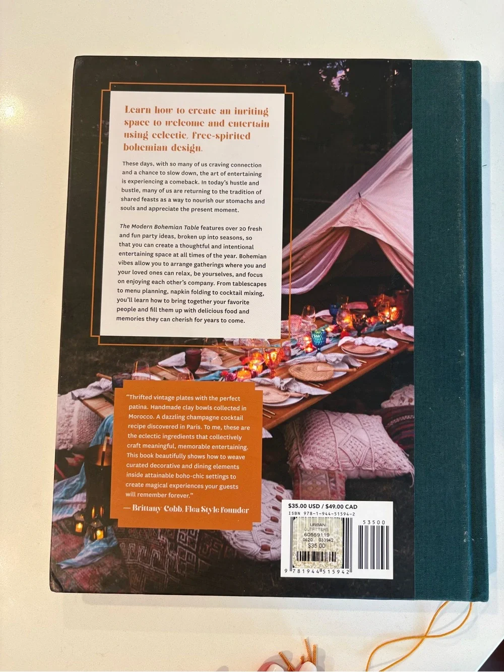 The Modern Bohemian Table Hardcover Cookbook - Green Cover